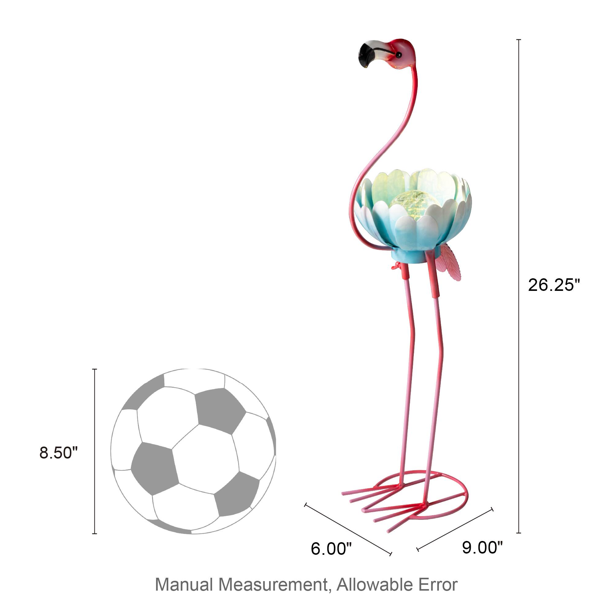 Glitzhome® 26.25" Metal Solar Standing Flamingo Garden Statue